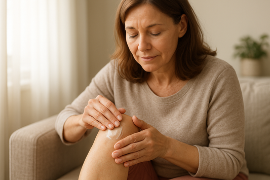 woman applying cream to aching joint